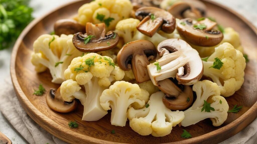 Keto Garlic Cauliflower & Mushrooms