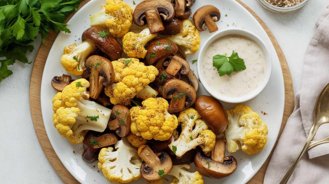 Keto Garlic Cauliflower & Mushrooms