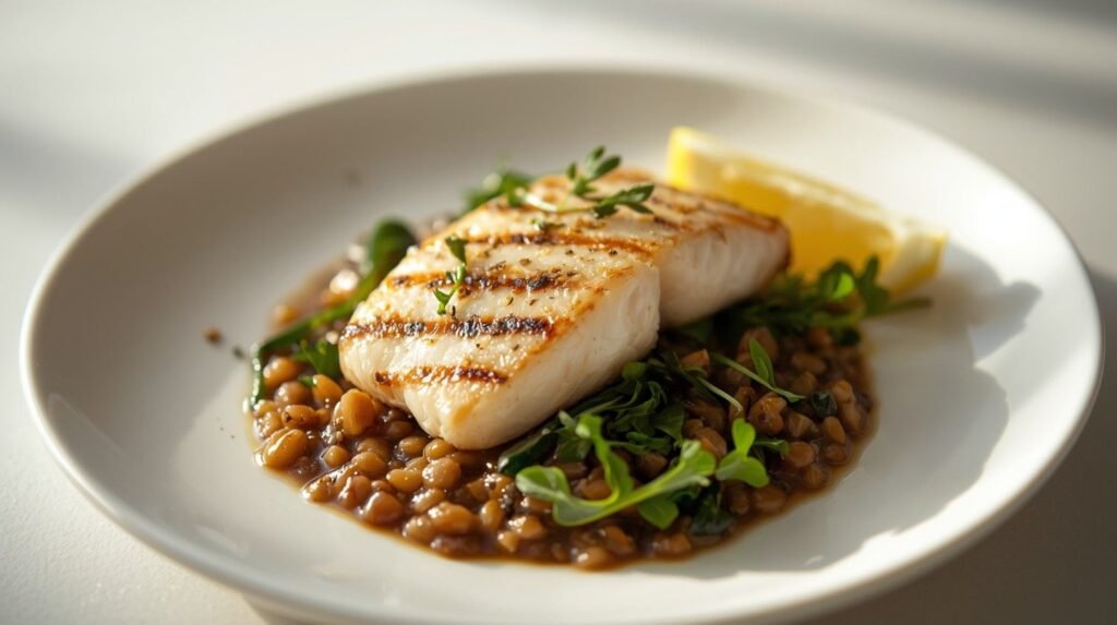 Grilled Fish & Lentil Salad