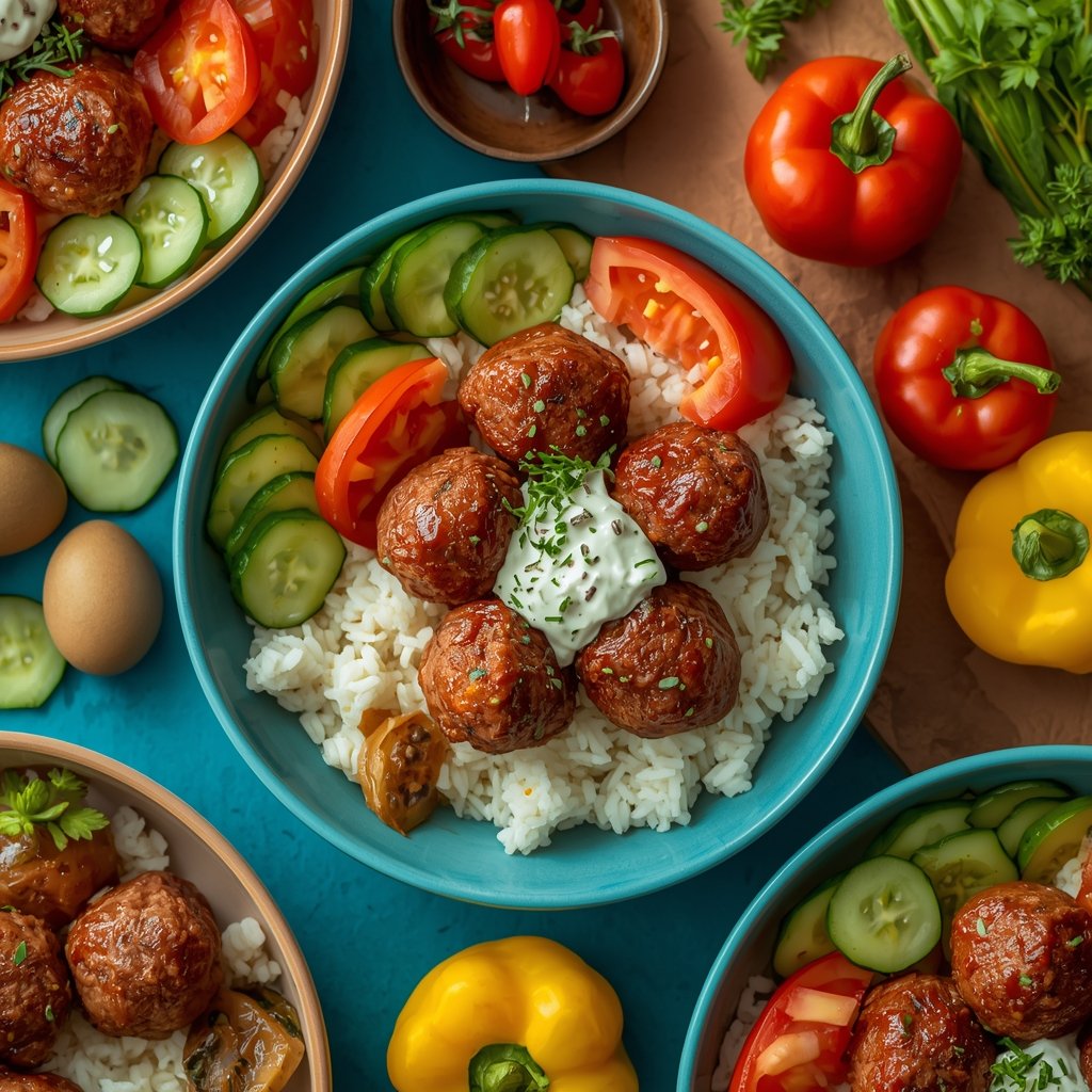 6. Greek Lamb Meatball Bowls