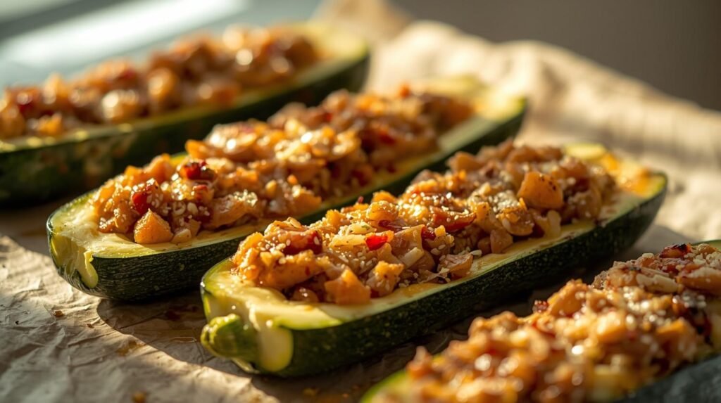 Turkey & Quinoa Stuffed Zucchini