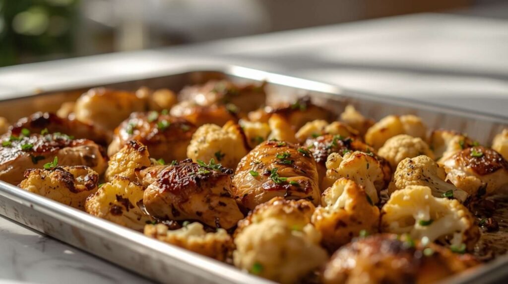 Honey Garlic Chicken & Cauliflower Sheet Pan